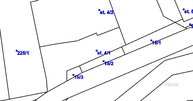 Parcela st. 4/1 v KÚ Macourov, Katastrální mapa