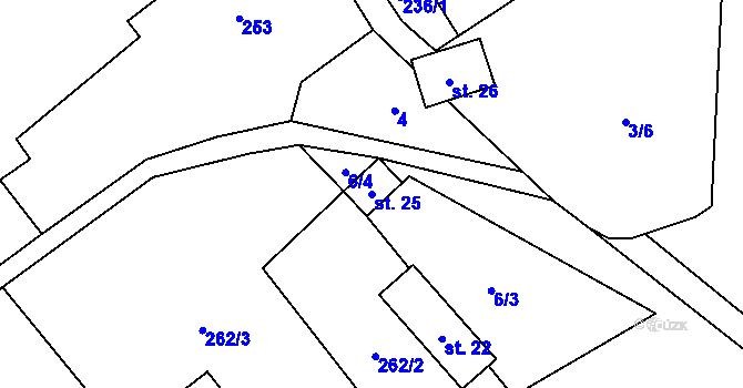Parcela st. 25 v KÚ Macourov, Katastrální mapa