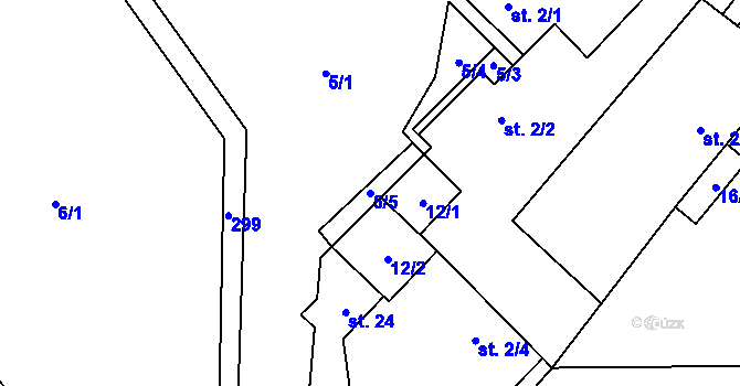 Parcela st. 5/5 v KÚ Macourov, Katastrální mapa