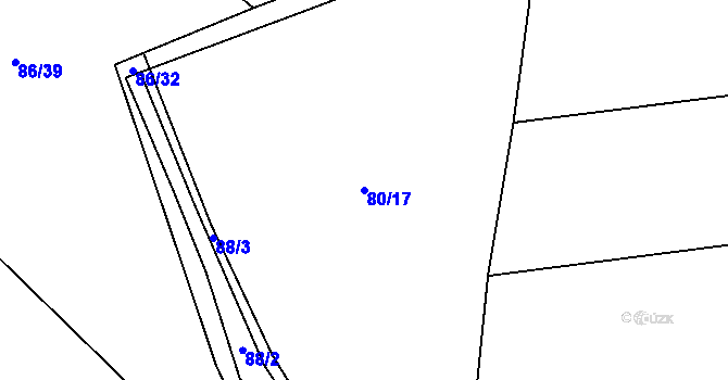 Parcela st. 80/17 v KÚ Macourov, Katastrální mapa