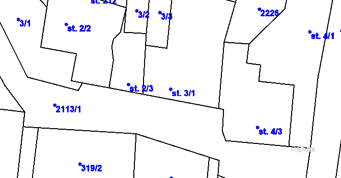 Parcela st. 3/1 v KÚ Žižkovo Pole, Katastrální mapa