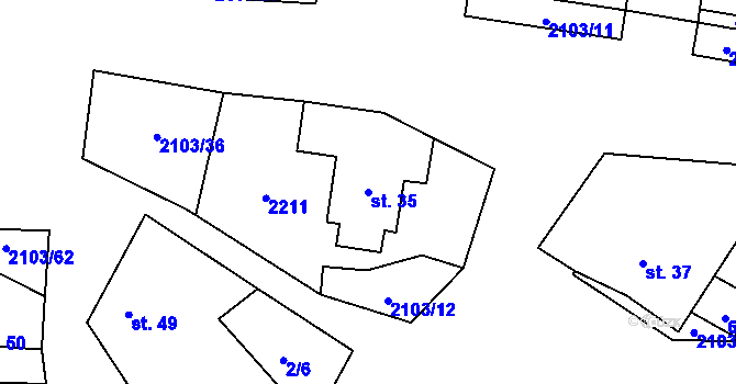 Parcela st. 35 v KÚ Žižkovo Pole, Katastrální mapa