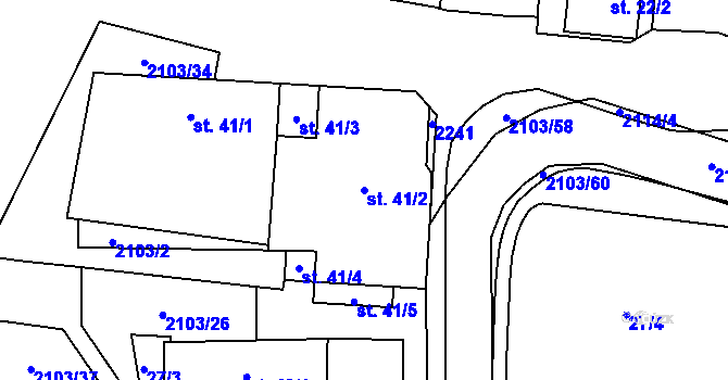 Parcela st. 41/2 v KÚ Žižkovo Pole, Katastrální mapa