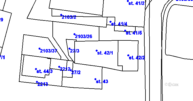 Parcela st. 42/1 v KÚ Žižkovo Pole, Katastrální mapa