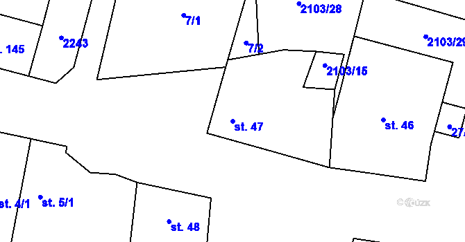 Parcela st. 47 v KÚ Žižkovo Pole, Katastrální mapa