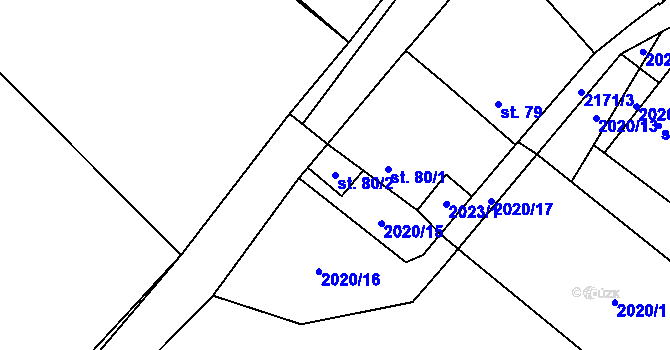 Parcela st. 80/2 v KÚ Žižkovo Pole, Katastrální mapa