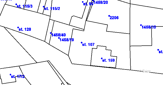 Parcela st. 107 v KÚ Žižkovo Pole, Katastrální mapa