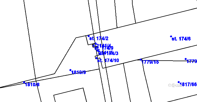 Parcela st. 174/3 v KÚ Žižkovo Pole, Katastrální mapa
