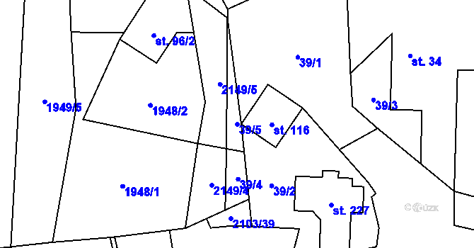 Parcela st. 39/5 v KÚ Žižkovo Pole, Katastrální mapa