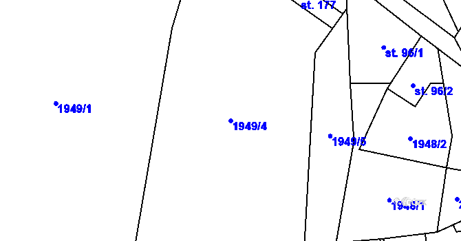 Parcela st. 1949/4 v KÚ Žižkovo Pole, Katastrální mapa