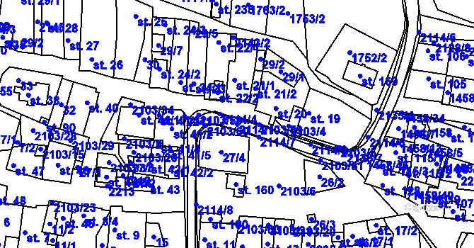 Parcela st. 2114/1 v KÚ Žižkovo Pole, Katastrální mapa