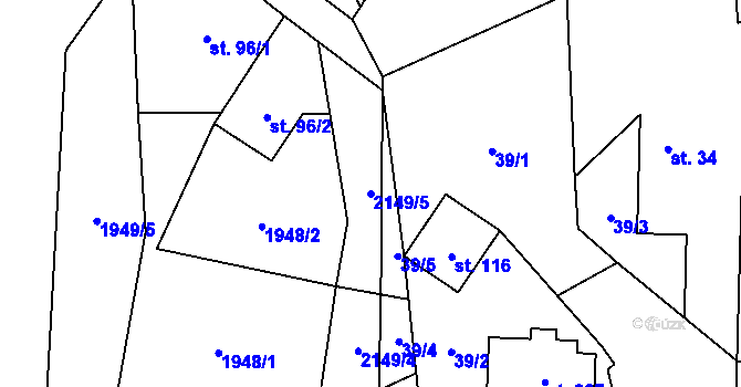 Parcela st. 2149/5 v KÚ Žižkovo Pole, Katastrální mapa