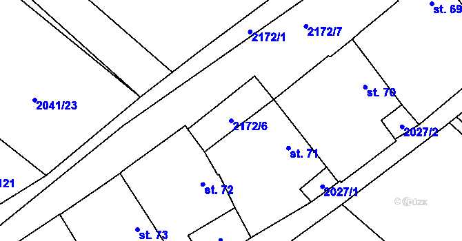 Parcela st. 2172/6 v KÚ Žižkovo Pole, Katastrální mapa