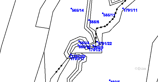 Parcela st. 565/4 v KÚ Žižkovo Pole, Katastrální mapa
