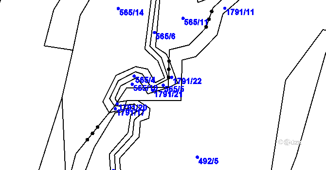 Parcela st. 565/5 v KÚ Žižkovo Pole, Katastrální mapa