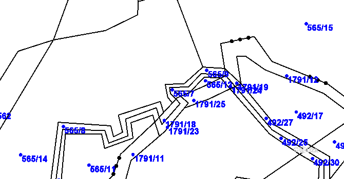 Parcela st. 565/7 v KÚ Žižkovo Pole, Katastrální mapa