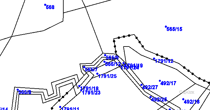 Parcela st. 565/9 v KÚ Žižkovo Pole, Katastrální mapa
