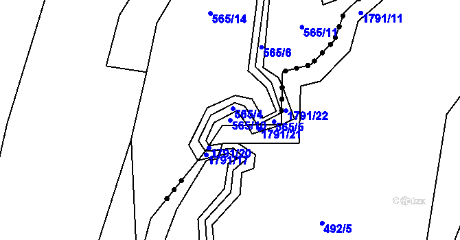 Parcela st. 565/10 v KÚ Žižkovo Pole, Katastrální mapa