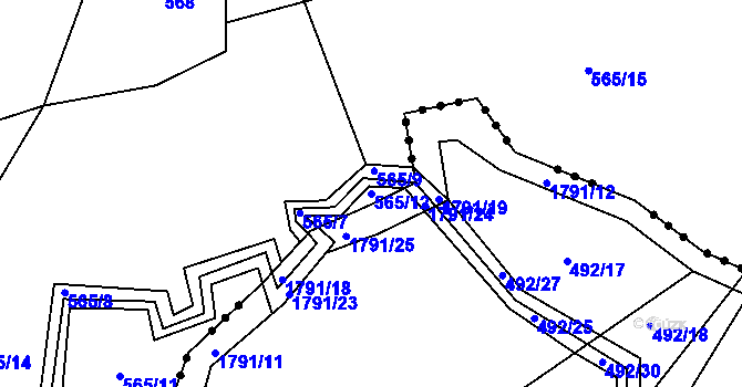 Parcela st. 565/12 v KÚ Žižkovo Pole, Katastrální mapa