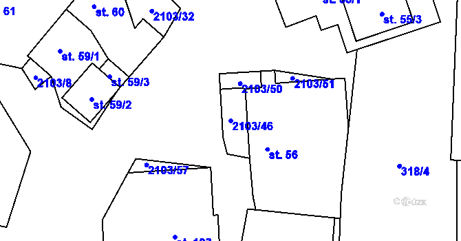 Parcela st. 2103/46 v KÚ Žižkovo Pole, Katastrální mapa