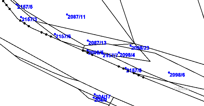 Parcela st. 2157/7 v KÚ Žižkovo Pole, Katastrální mapa