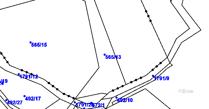Parcela st. 565/13 v KÚ Žižkovo Pole, Katastrální mapa