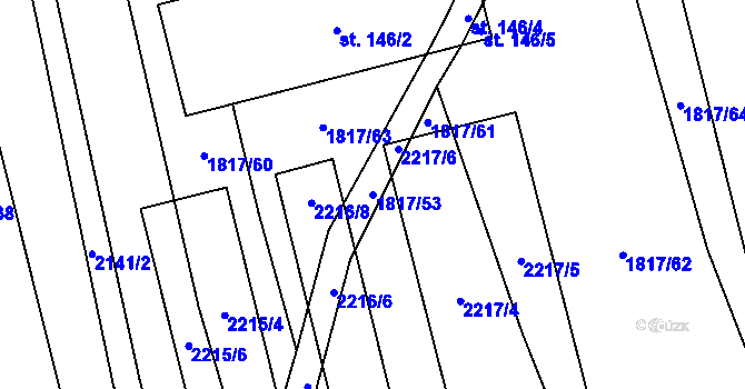 Parcela st. 1817/53 v KÚ Žižkovo Pole, Katastrální mapa