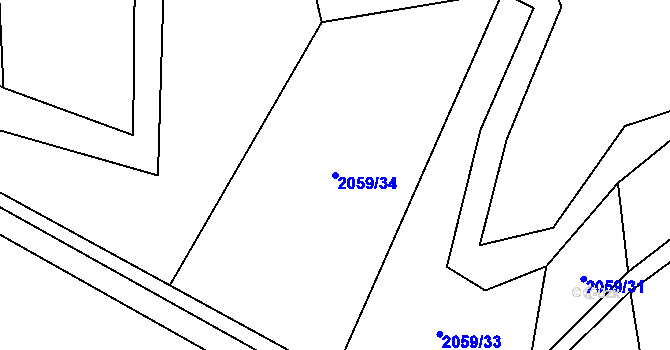 Parcela st. 2059/34 v KÚ Žižkovo Pole, Katastrální mapa
