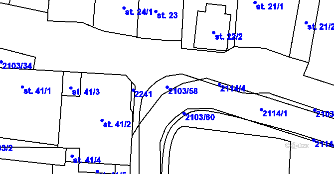 Parcela st. 2103/58 v KÚ Žižkovo Pole, Katastrální mapa