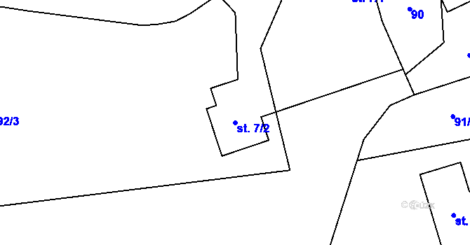 Parcela st. 7/2 v KÚ Žlebské Chvalovice, Katastrální mapa