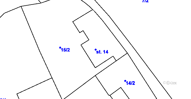 Parcela st. 14 v KÚ Žlebské Chvalovice, Katastrální mapa