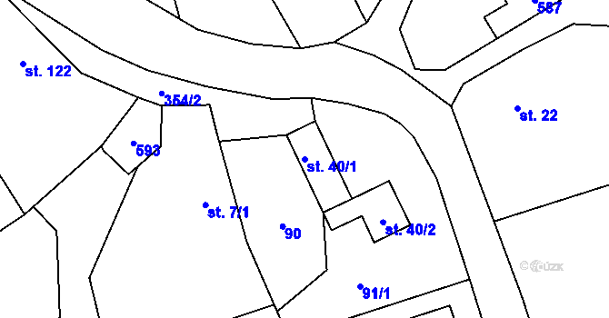 Parcela st. 40/1 v KÚ Žlebské Chvalovice, Katastrální mapa