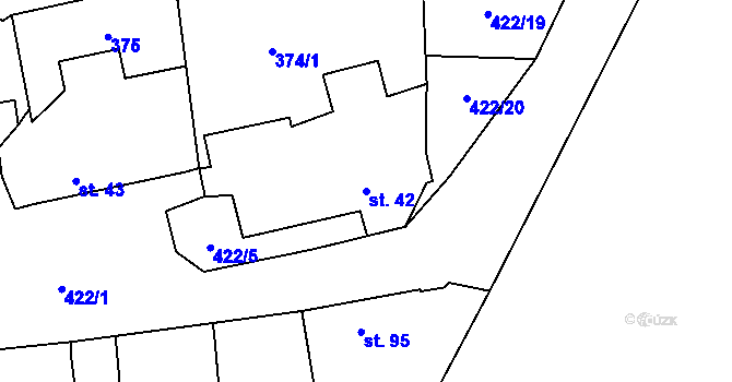 Parcela st. 42 v KÚ Žlebské Chvalovice, Katastrální mapa