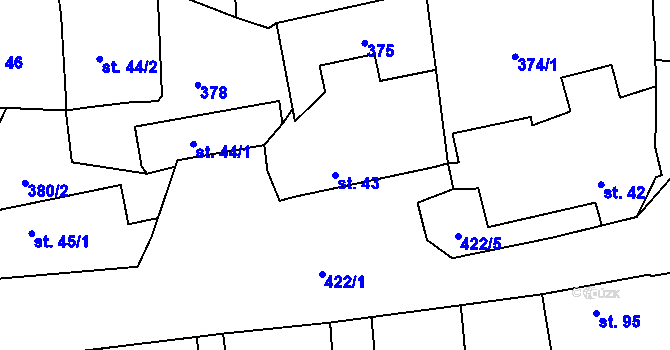 Parcela st. 43 v KÚ Žlebské Chvalovice, Katastrální mapa