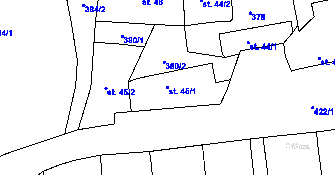 Parcela st. 45/1 v KÚ Žlebské Chvalovice, Katastrální mapa