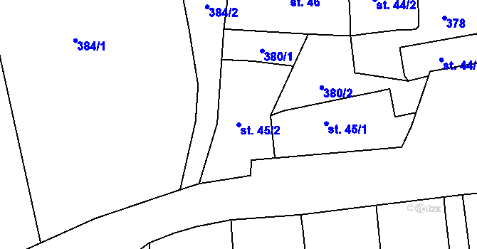 Parcela st. 45/2 v KÚ Žlebské Chvalovice, Katastrální mapa