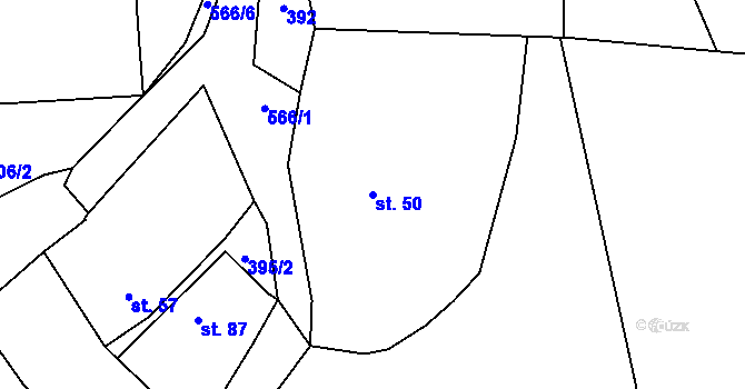 Parcela st. 50 v KÚ Žlebské Chvalovice, Katastrální mapa