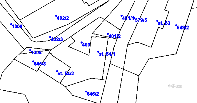 Parcela st. 54 v KÚ Žlebské Chvalovice, Katastrální mapa