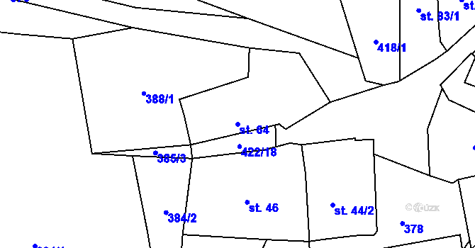 Parcela st. 64 v KÚ Žlebské Chvalovice, Katastrální mapa