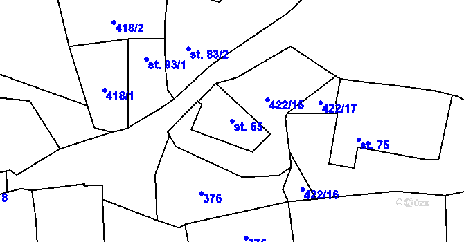 Parcela st. 65 v KÚ Žlebské Chvalovice, Katastrální mapa