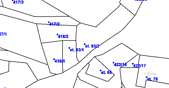 Parcela st. 83/2 v KÚ Žlebské Chvalovice, Katastrální mapa