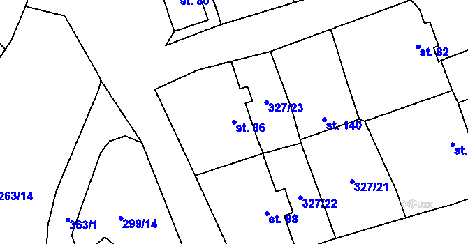 Parcela st. 86 v KÚ Žlebské Chvalovice, Katastrální mapa