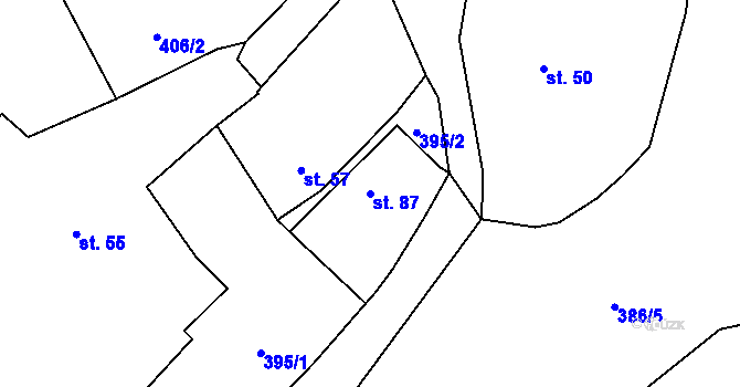 Parcela st. 87 v KÚ Žlebské Chvalovice, Katastrální mapa