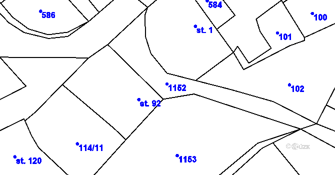 Parcela st. 114/10 v KÚ Žlebské Chvalovice, Katastrální mapa
