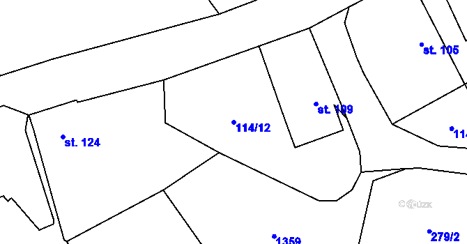 Parcela st. 114/12 v KÚ Žlebské Chvalovice, Katastrální mapa