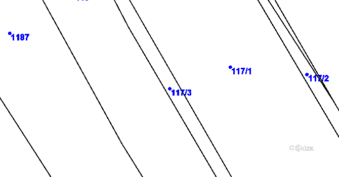 Parcela st. 117/3 v KÚ Žlebské Chvalovice, Katastrální mapa