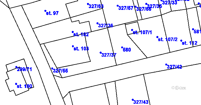 Parcela st. 327/37 v KÚ Žlebské Chvalovice, Katastrální mapa