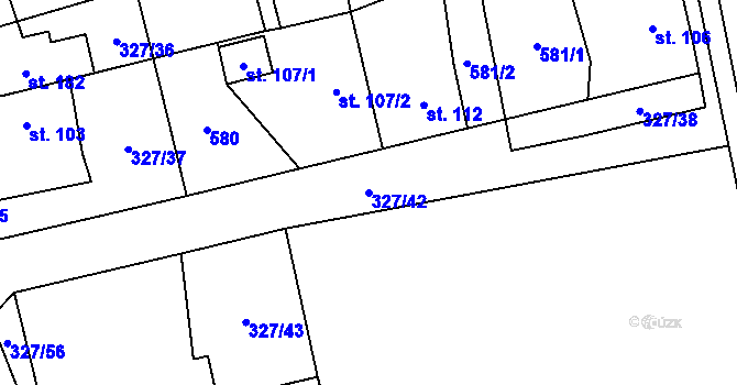 Parcela st. 327/42 v KÚ Žlebské Chvalovice, Katastrální mapa