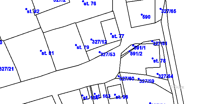 Parcela st. 327/53 v KÚ Žlebské Chvalovice, Katastrální mapa