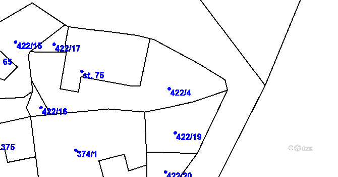 Parcela st. 422/4 v KÚ Žlebské Chvalovice, Katastrální mapa